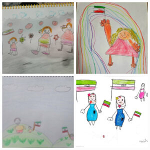 شرکت در پویش وطنم دوستت دارم با ارسال نقاشی های زیبا توسط نوآموزان کودکستان شهید غیوری در جنگ رمضان کودکستان شهید غیوری سال تحصیلی 1405-1404